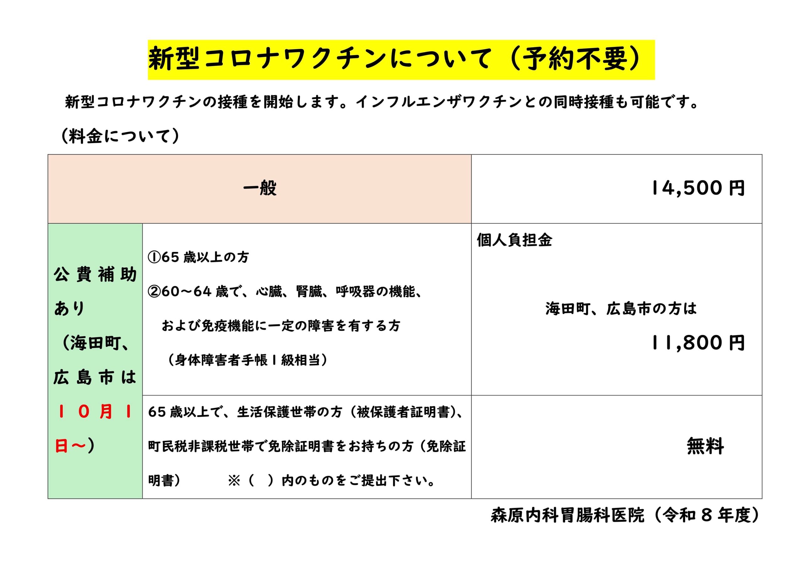 新型コロナワクチンについて（予約不要）